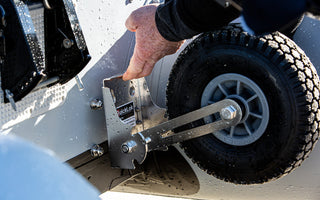 Quicklok Wheels attached to the inflatable boat