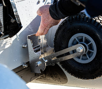Quicklok Wheels attached to the inflatable boat